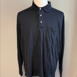 Lands’ End Black Long Sleeve Cotton Polo XL EUC